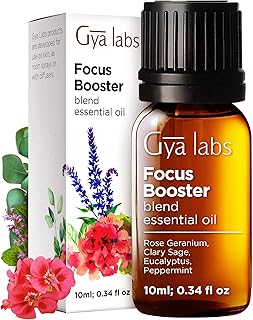 Gya Labs Focus Booster Essential Oils Blends - 0.34 Fl Oz - for Diffuser, Home, Humidifier, Aromatherapy and DIY Candle Making Scents