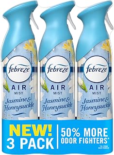 Febreze Air Mist, Air Freshener Spray, Odor Fighting Room Spray, Deodorizer for Home Bathroom Kitchen Office Apartment Dorm Room Classroom, Jasmine & Honeysuckle Scent, 8.1oz (Pack of 3)