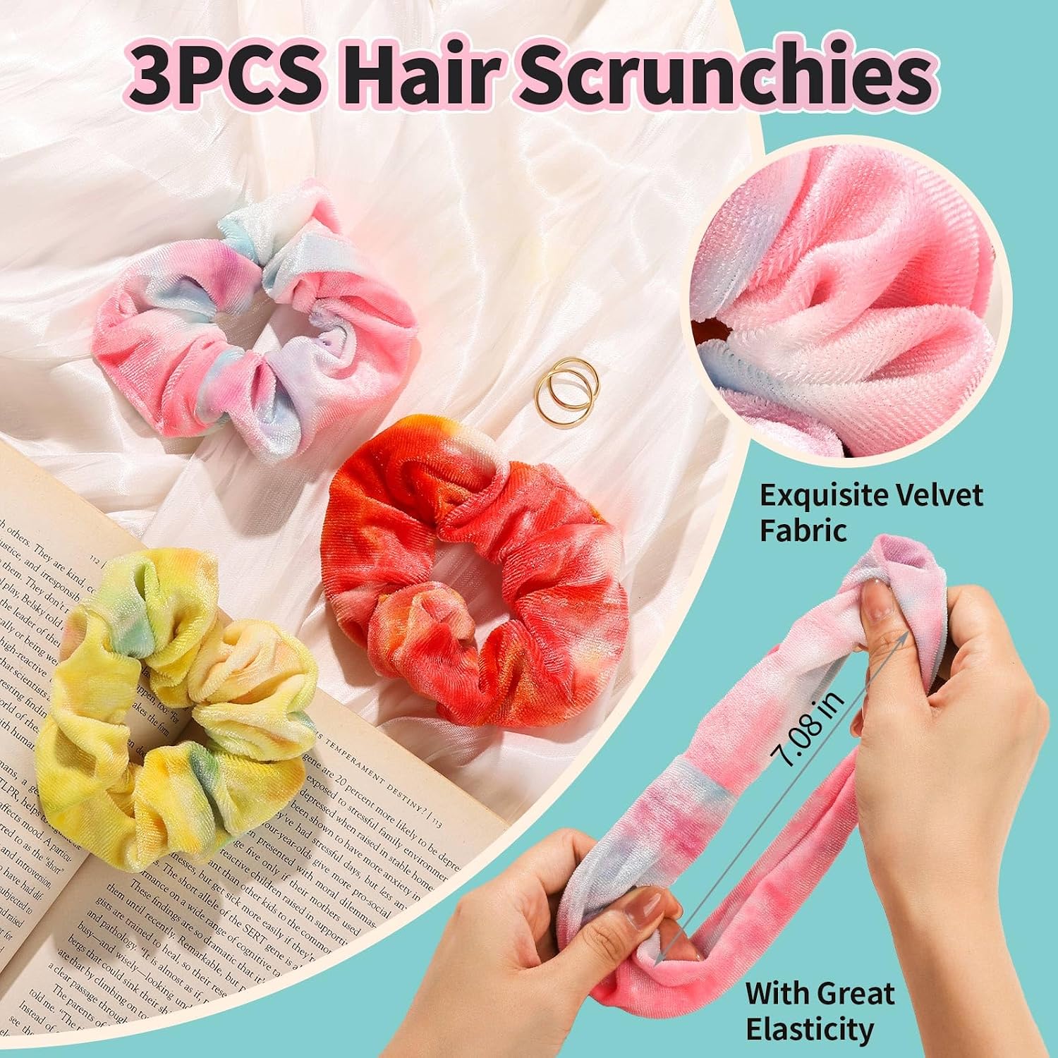 LEOBRO Spa Headband, 3pcs Makeup Headbands and 3pcs Hair Scrunchies, Bow Skin Care Headband for Washing Face, Hair Bands, Birthday Gifts, for Women, Teen Girls