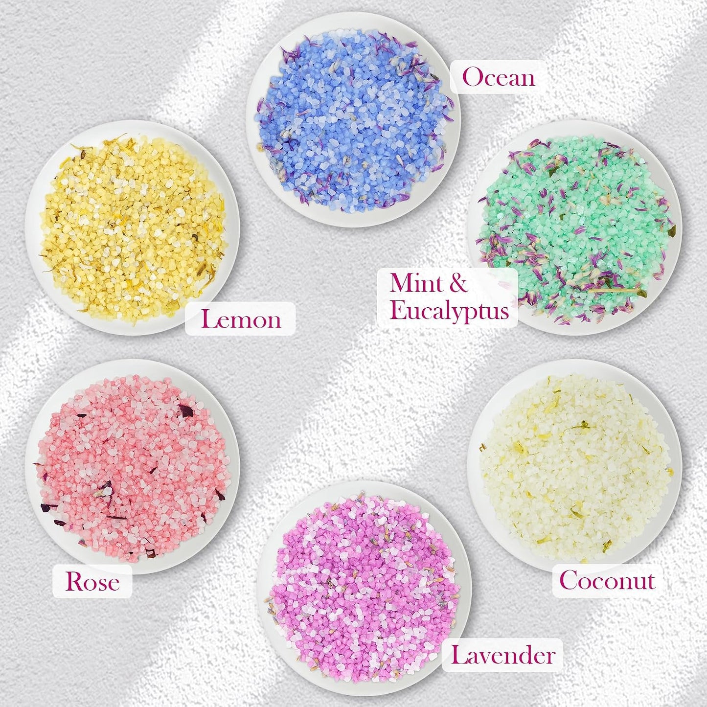 Bath Salts for Women Relaxing, Anniversary Birthday Gift Set, 6 Individually Wrapped with Natural Sea Salt, Minerals and Dried Flowers, Spa Bath & Foot Soak, Self Care for Women and Men, 6 Scents