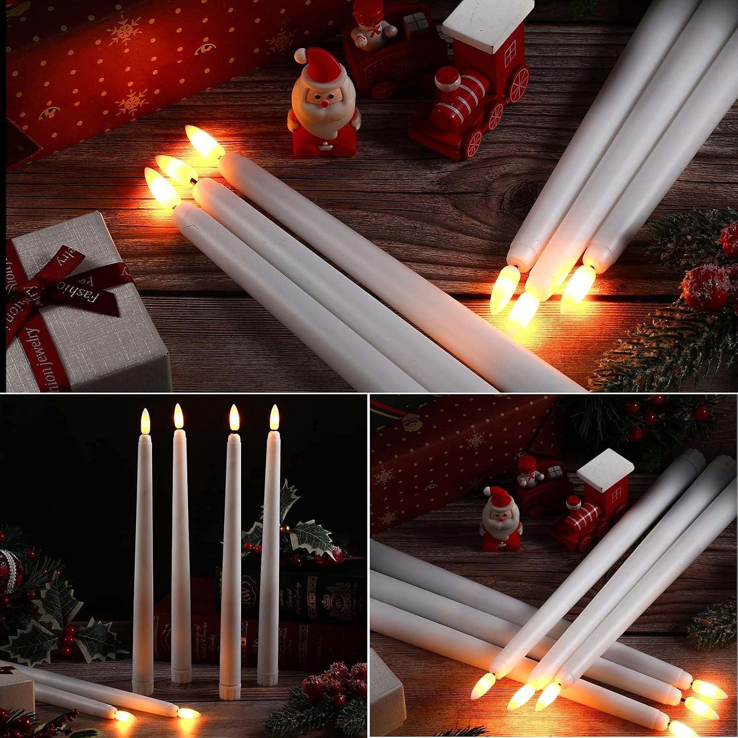 Reginary 36 Pieces Flameless Taper Candles Battery Operated Bulk 11" Plastic Lights LED Candlesticks Window Candles for Birthday Wedding Church Decor Party Supplies(White)