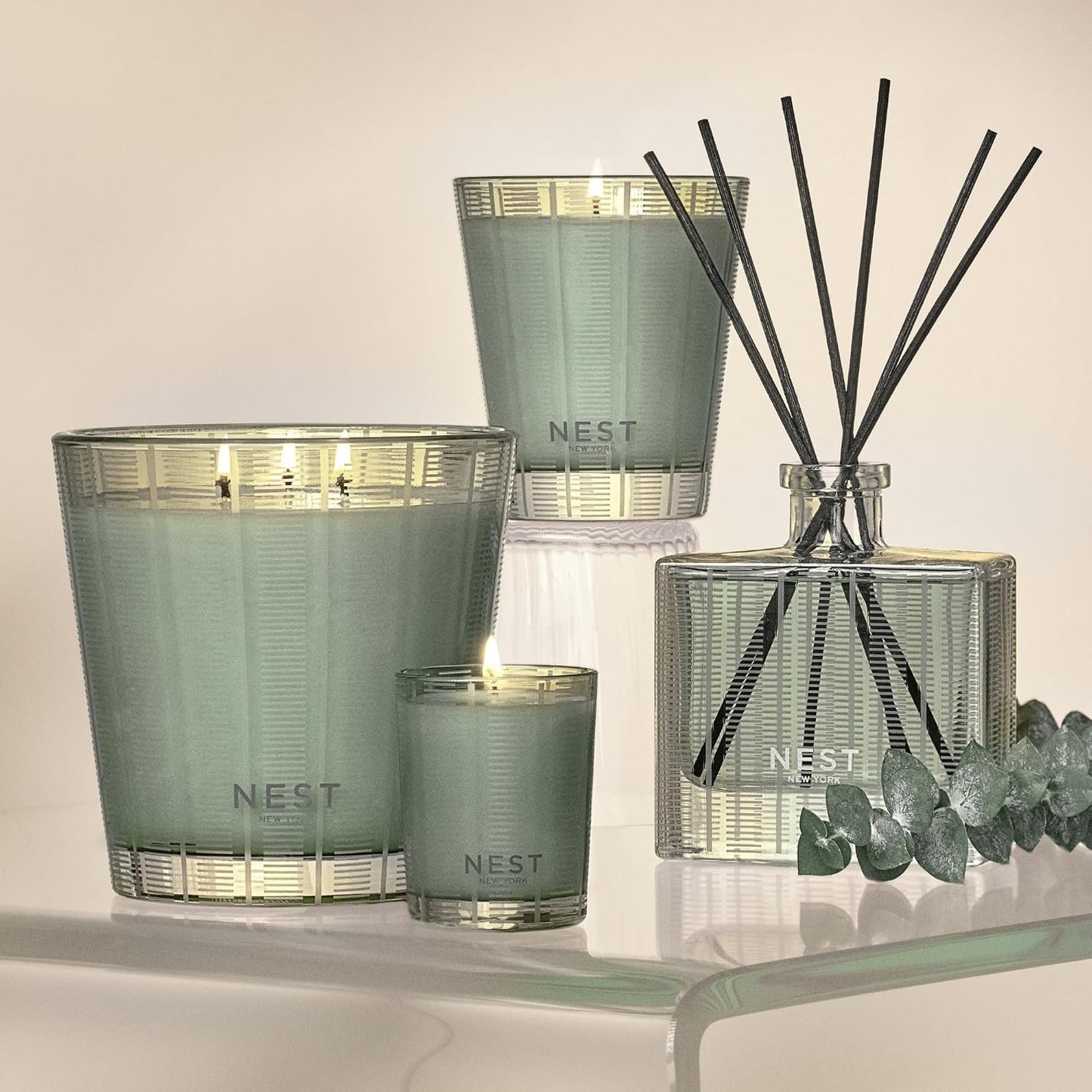 NEST New York Reed Diffuser Liquid Refill Bundle, Wild Mint & Eucalyptus - Includes Three 5.9 fl oz Refill Bottles