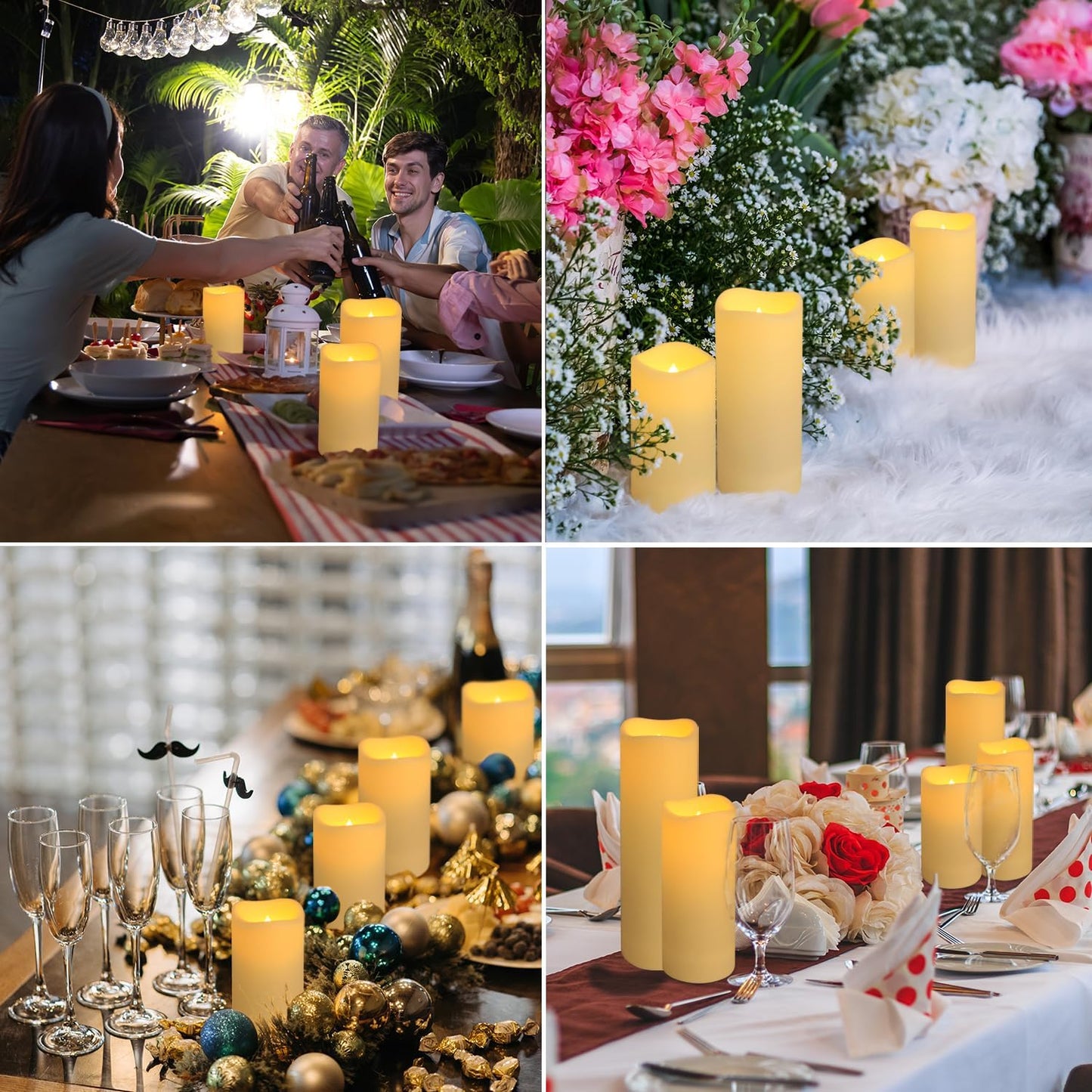 fclayvts 24-Pack LED Flameless Candles with Remote Control -Flickering Electric Candles- Timer Candles -3D Flame, for Halloween Christmas Parties,Wedding,Home,Gift and Special Occasions(Three Sizes)