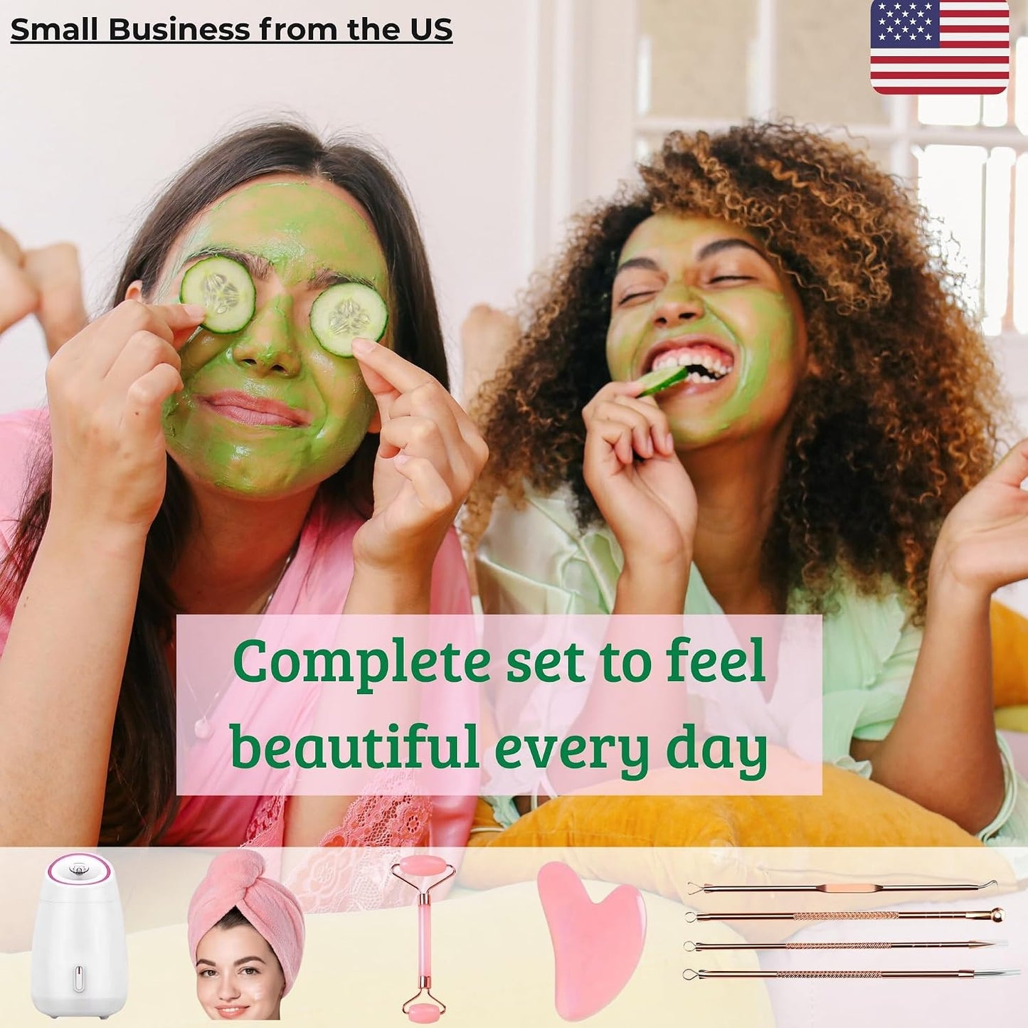 Facial Steamer,Complete Home Spa Set – Jade Roller, Gua Sha, Blackhead Remover Tools, Microfiber Hair Towel, Deep Pore Cleansing, Hydrating