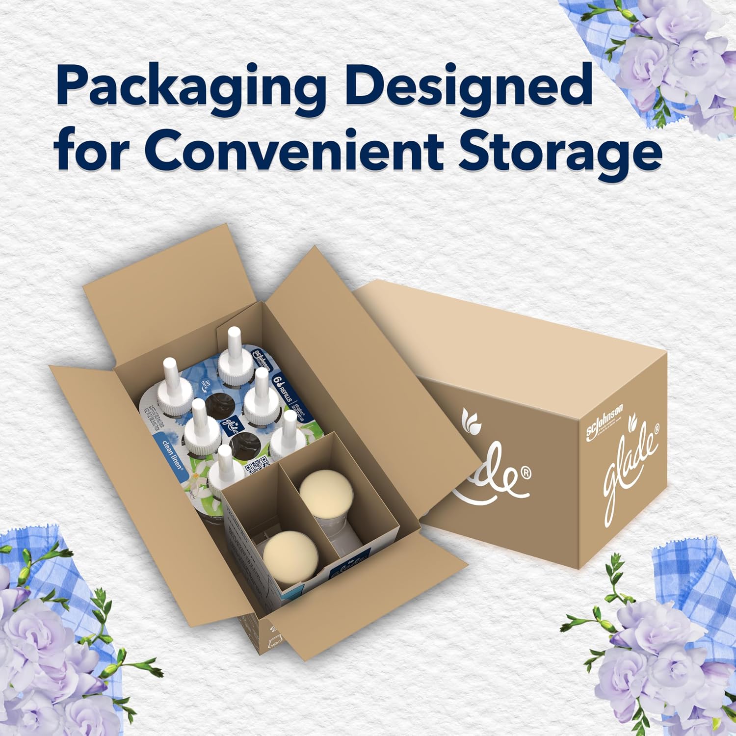 Glade PlugIns Air Freshener Starter Kit, Scented and Essential Oils for Home and Bathroom, Clean Linen, 4.02 Fl Oz, 2 Warmers and 6 Refills