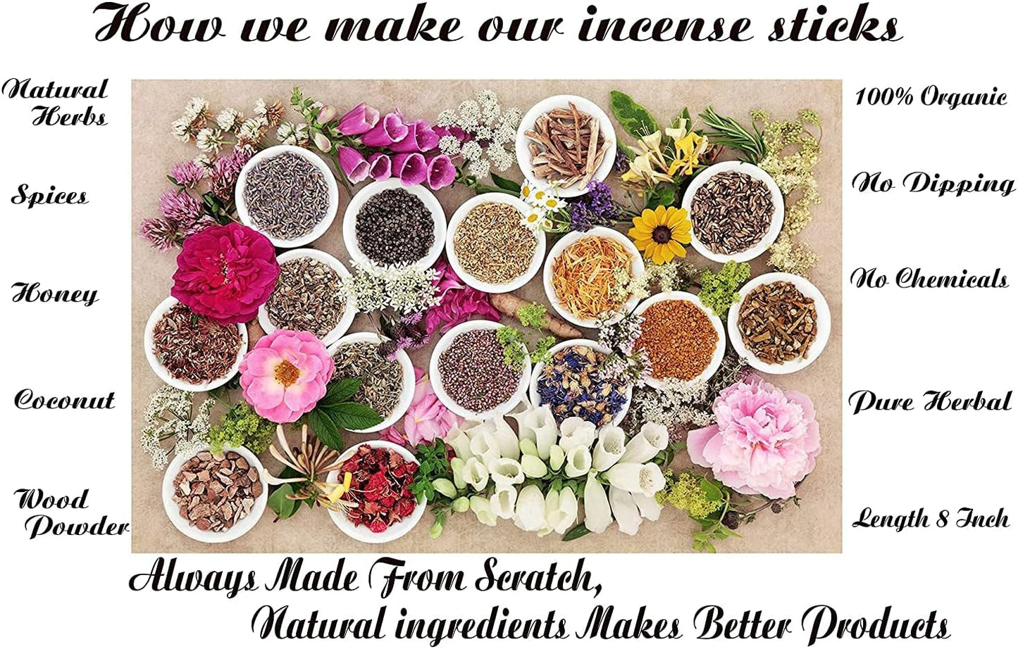 Incense Sticks Variety Pack with Wooden Holder | Nag Champa, Rose, Lavender, White Sage, Frankincense, Palo Santo & Sandalwood | Hand-Rolled Masala Incense
