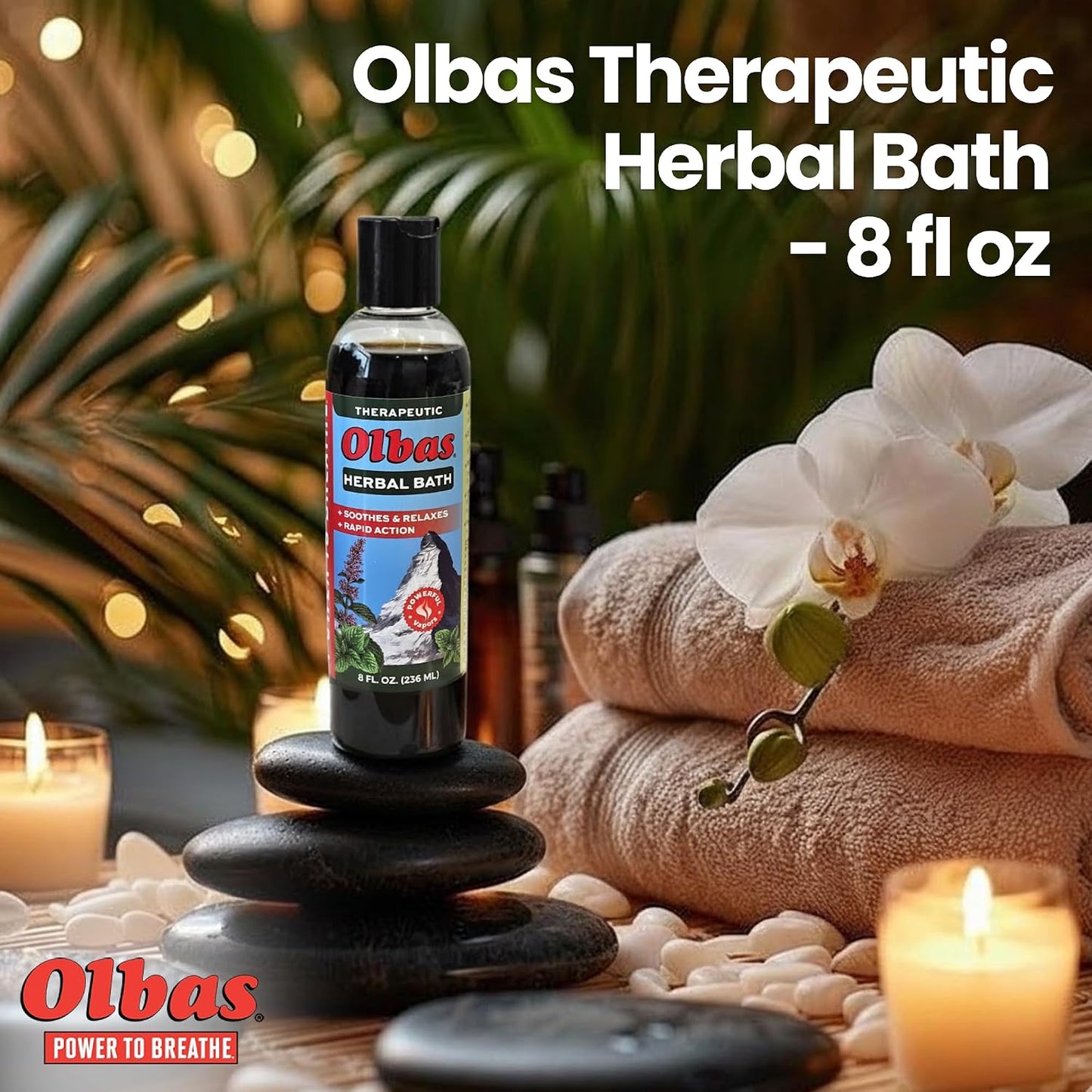 Olbas Herbal Bath 2 Pack, 8 fl oz (236 ml) Sore Muscle Bath Soak & Natural Muscle Relaxer Bath, Each Aromatic Swiss Formula with Essential Oils & Chlorophyll, Relaxing Bubble Bath for Men