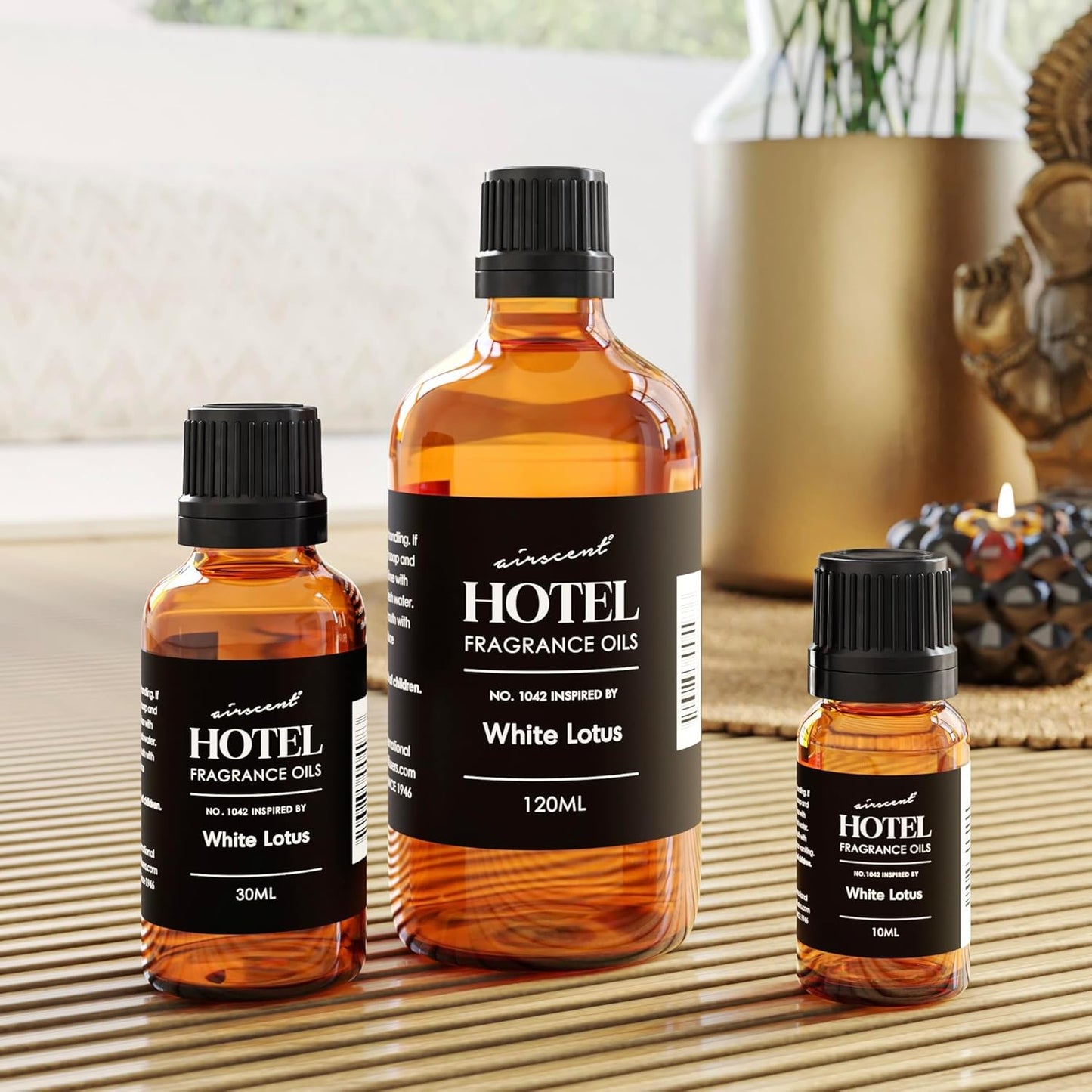 AirScent Hotel Diffuser Oil No. 1042 Inspired by The White Lotus Hotel Scent - Premium Fragrance Oil for Ultrasonic and Waterless Diffusers and Crafting - 120 mL, 4 fl oz Glass Bottle with Dropper