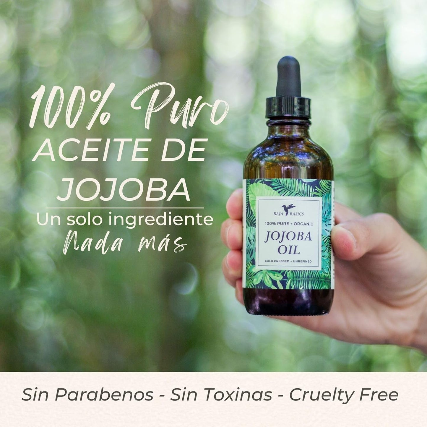 Baja Basics Pure Jojoba Oil for Skin 4 oz, Cold Pressed Moisturizer for Face, Body, Nails and Hair – Multi-Purpose Beauty Product – Vitamin E – Aceite de Jojoba Organico 100 Puro