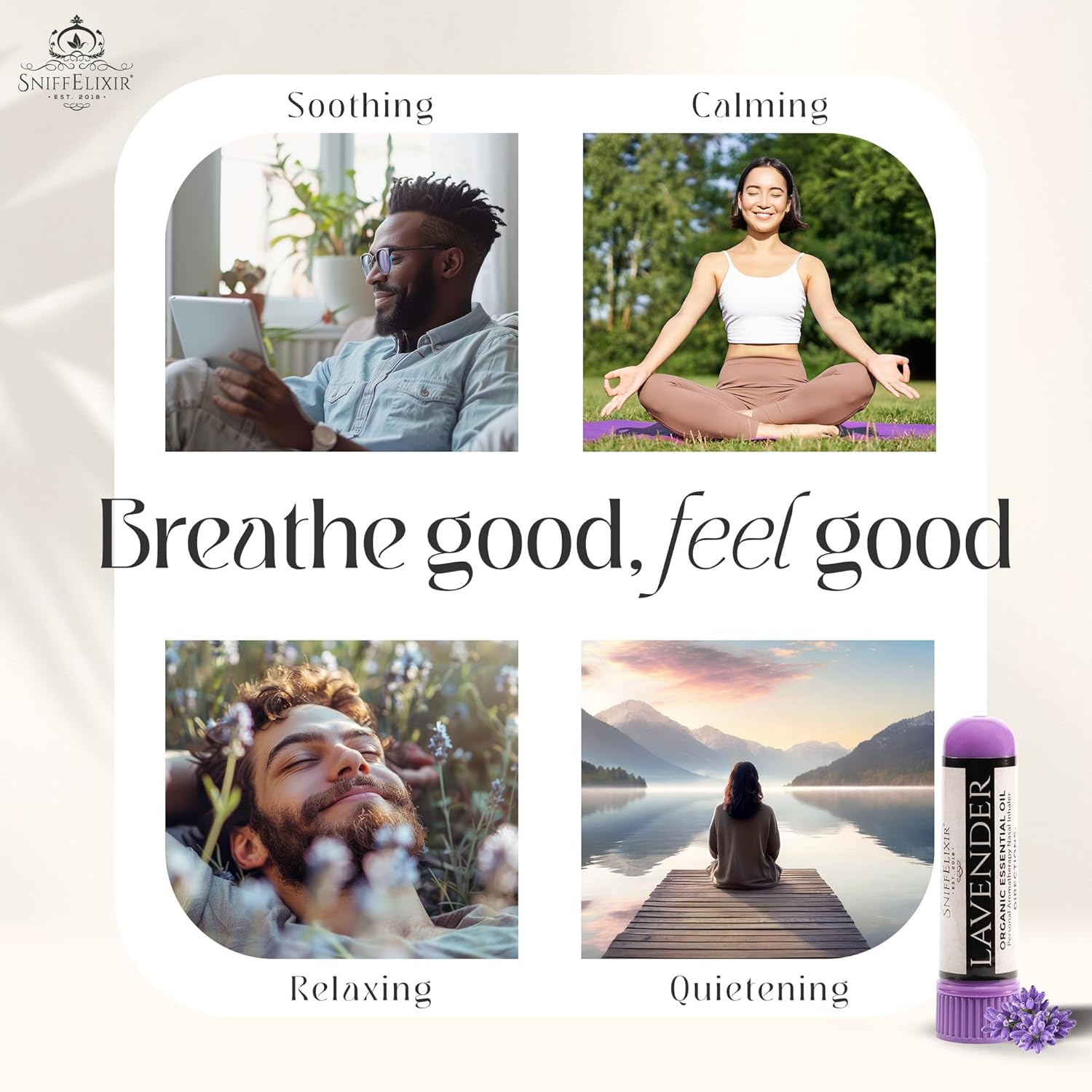 Lavender Essential Oil Aromatherapy Nasal Stick Vapor Inhaler for Sleep Aid, Meditation, Relaxation - USA Made with Organic Essential Oils, Natural Mood Support