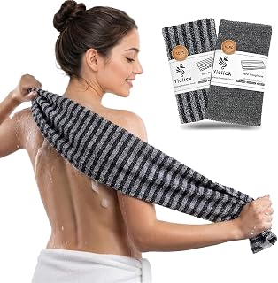 Yiclick Exfoliating Washcloth Towel, Back Scrubber for Shower for Women, Exfoliating Body Scrubber, Loofah Sponge Wash Cloth, Korean Japanese Exfoliating Shower Towel, Exfoliator Washer for Bath