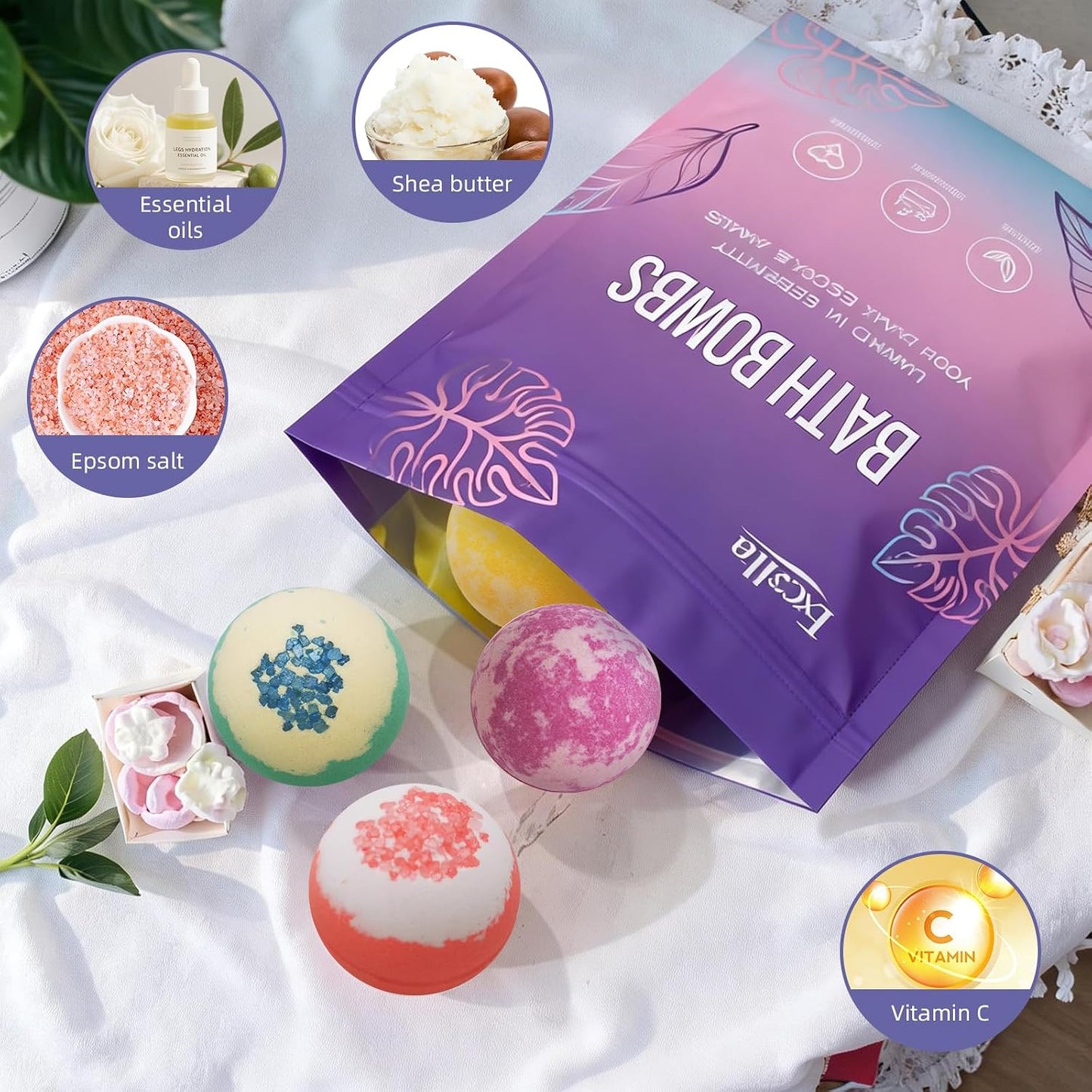 Bath Bombs for Women, 9 Pack Bath Bombs - Birthday Gifts for Women, Shea & Coco Butter Fizzies SPA Bath Relaxing, Self Care Gift Set for Women & Men, Wife, Daughter, Girlfriend Birthday