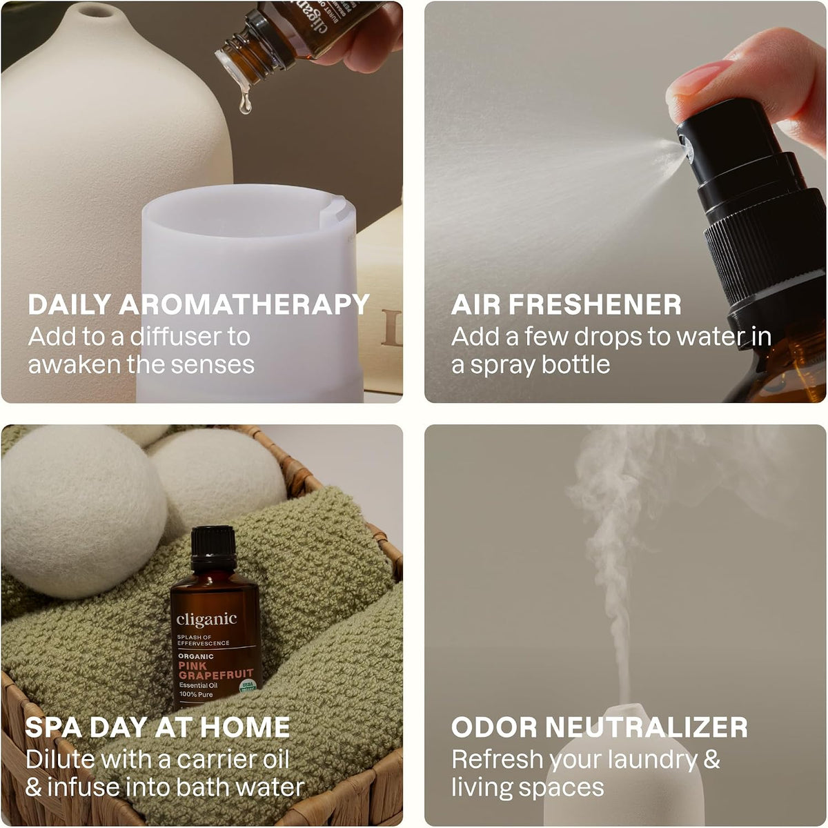 Cliganic Organic Pink Grapefruit Essential Oil for Diffuser