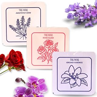 Scented Sachets for Drawer and Closet Freshener with Long Lasting Scent - Variety Pack of 3 - Amethyst Dew|Orchid Essence|Rose Glow - Home Fragrance Sachet - Olores para Closet De Ropa