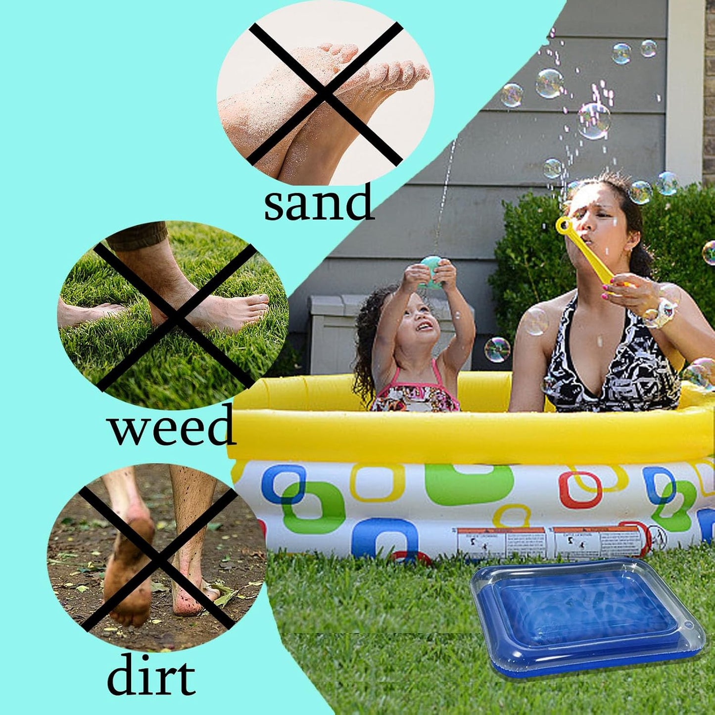 Inflatable Pool Foot Bath Basin, Portable Foot Bath Basin, Foot Soaking Bath Basin for Pool Entry Ladder, Swimming Pool Clean Feet Pedicure Supplies (Square)