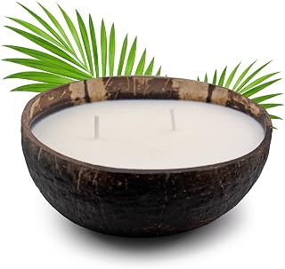 Generic Scented Soy Coconut Shell Candle - Coconut, Vanilla, Lavendar, Lemongrass, and Ocean Breeze Scents - Made with Real Reusable Cocount Shells - (Scent - Lavendar)