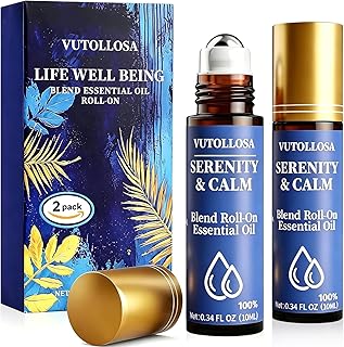 2-Pack Serenity & Calm Essential Oil Roll On | Pure Natural Essential Oil Blend | Self Care, Relaxation & Travel Gifts for Women, Teachers & Colleagues | VUTOLLOSA