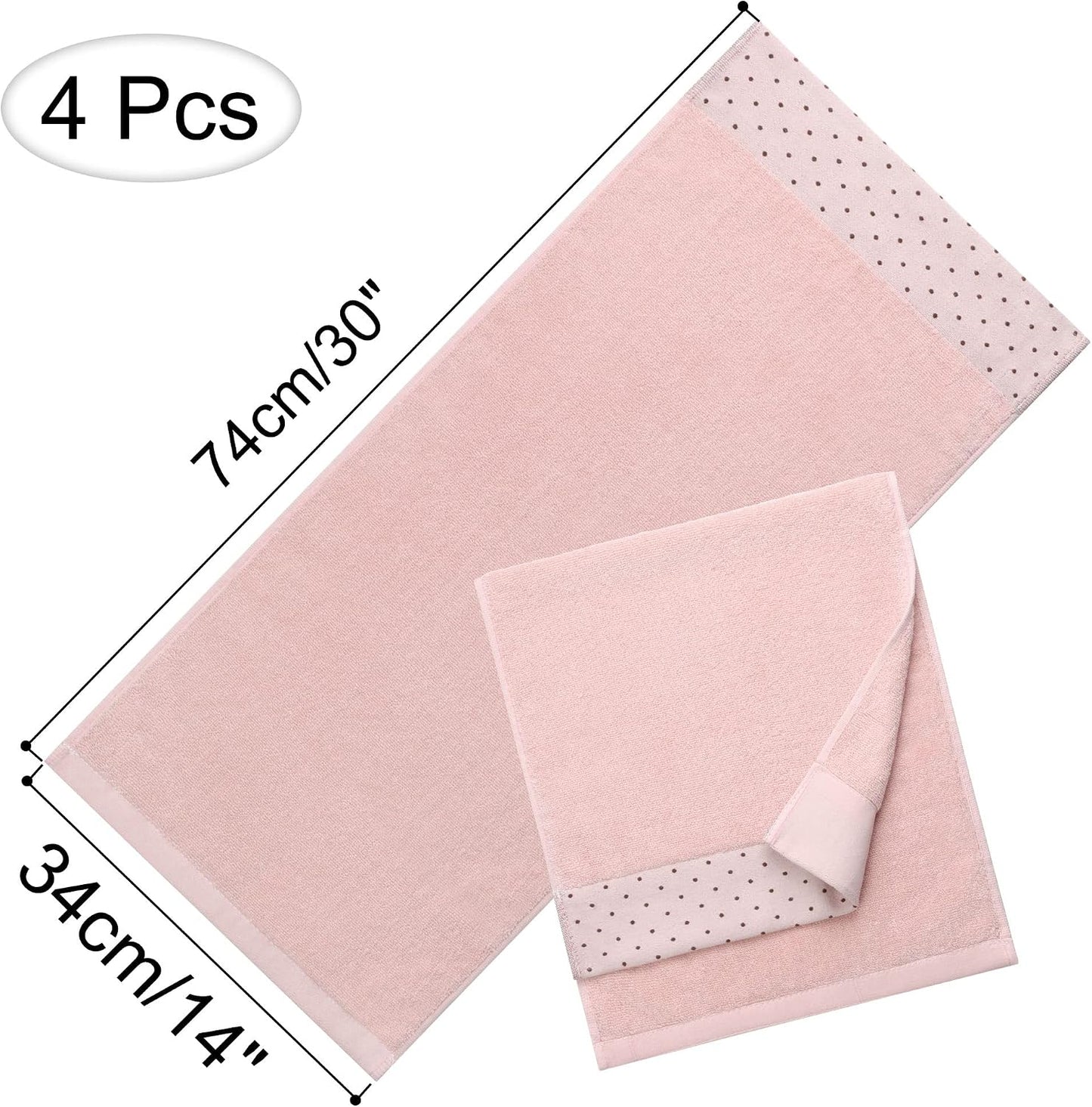 PiccoCasa Luxury Pink Hand Towels, Bathroom Hand Towels - Soft Absorbent | 14 x 30 Inch | 600 GSM 100% Cotton | Towels for Bathroom, Gym, Salon, Spa, Shower, Hotel | Set of 4