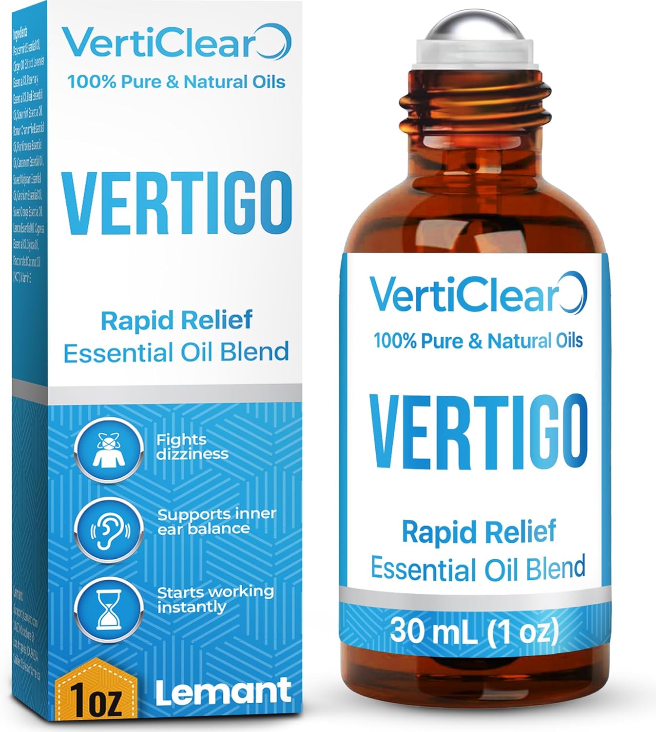 VertiClear Relief Roller (1 oz) | Essential Oils for Inner Balance & Motion Comfort | Supports Dizziness, Lightheaded Feelings & Nausea Sensations | Travel Roll-On | 1 oz (30 mL)
