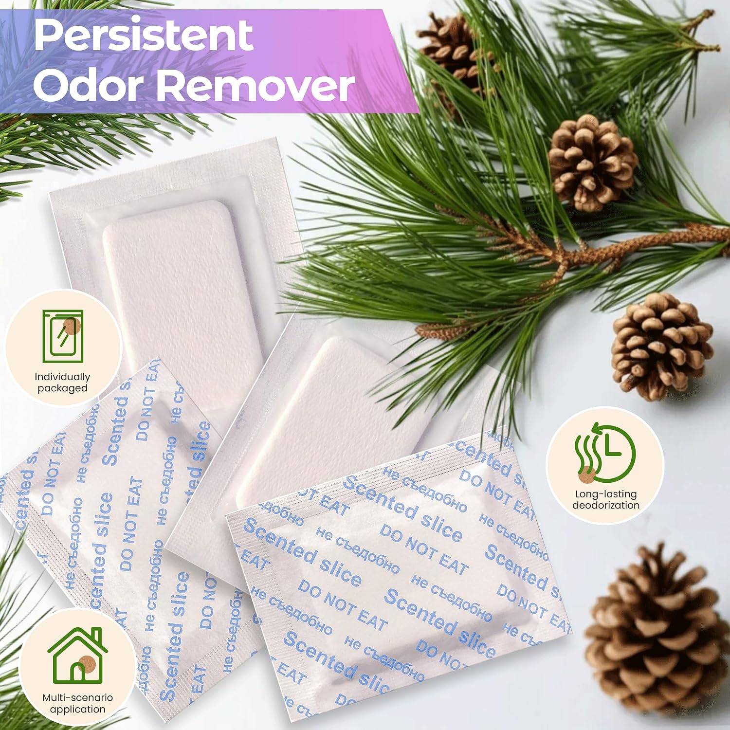 Pine Scented Sachets – Long-Lasting Odor Remover and Freshener for Shoes, Closets, Drawers, and Storage Spaces – Pack of 10(Pine)