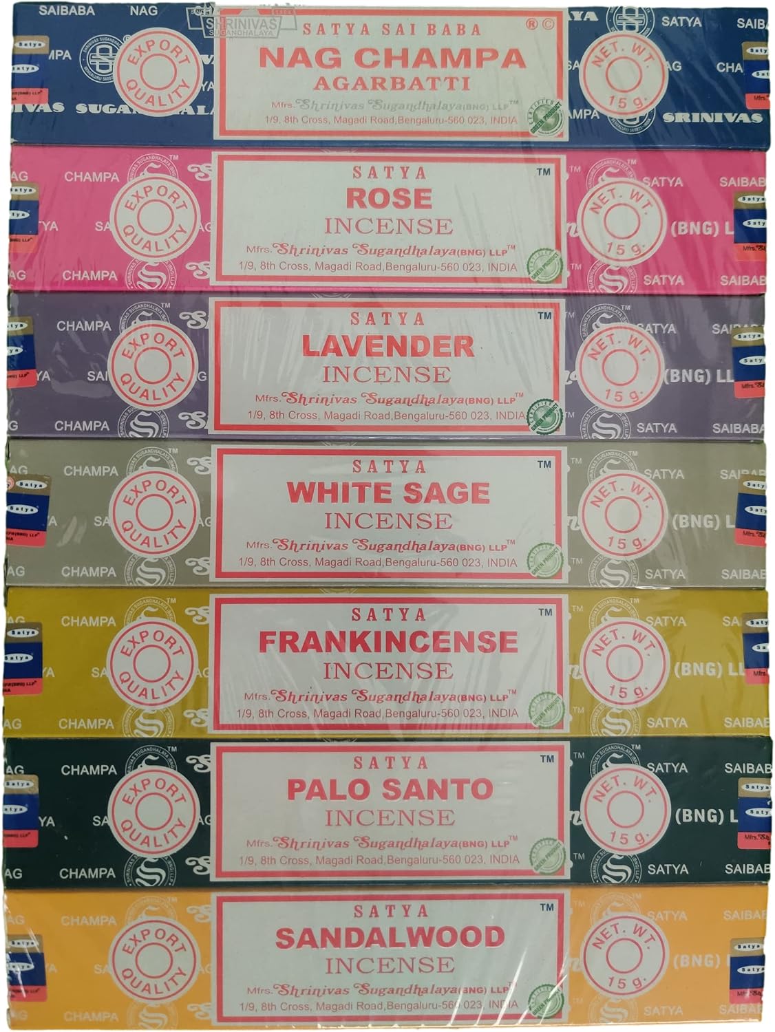 Incense Sticks Variety Pack with Wooden Holder | Nag Champa, Rose, Lavender, White Sage, Frankincense, Palo Santo & Sandalwood | Hand-Rolled Masala Incense