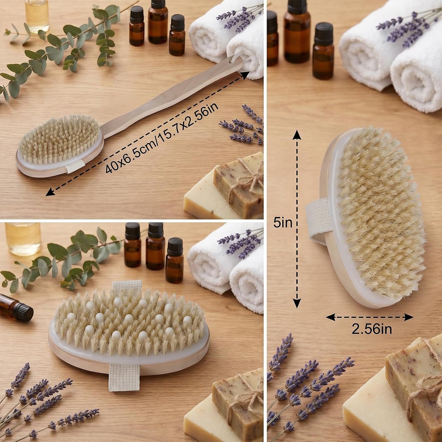 Tongcloud 3 Pack Dry Brushing Body Brush Natural Bristle Exfoliating Brush with Massage Nodes for Improving Skin Health
