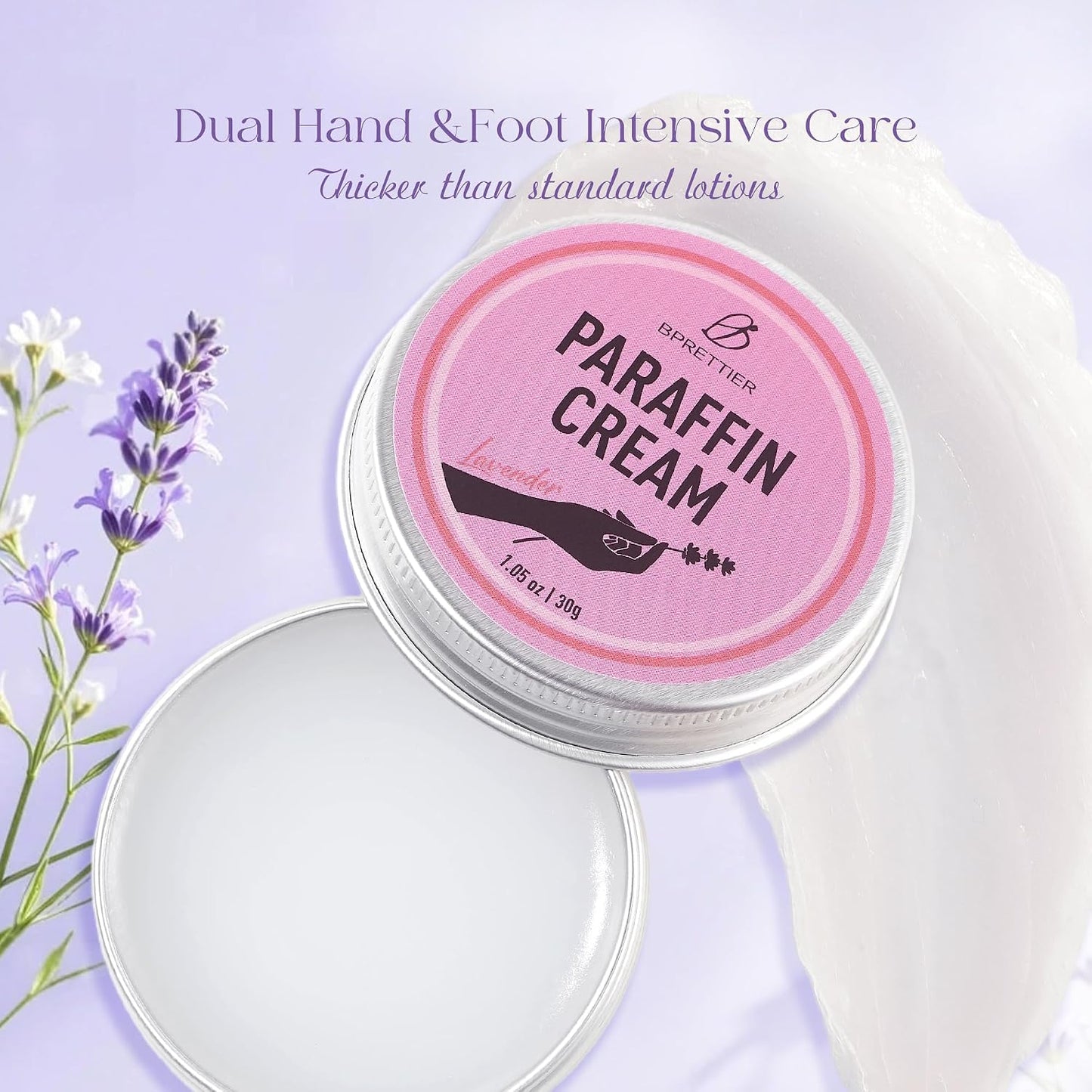 Cold Paraffin Wax Cream for Hands and Feet, Shea Butter Cuticle Balm, Lavender Scent Home Spa, No-Heat Moisturizing Mask