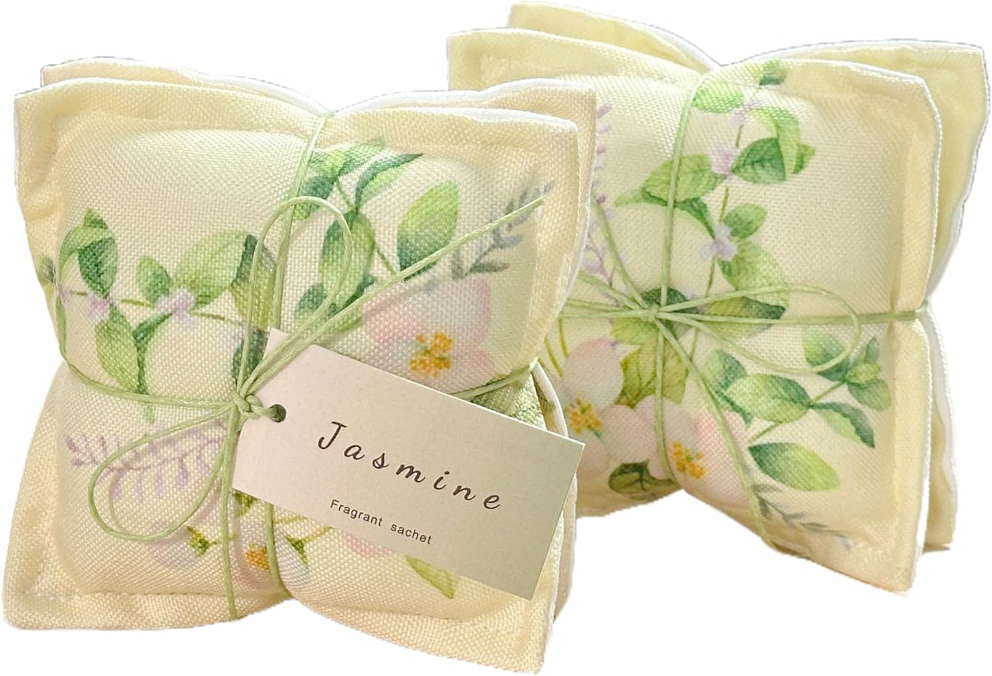 AUCUDA 4 Pack Jasmine Scented Sachet Bags Pillow for Drawers and Closets, Potpourri Packets for Women Clothes, Handcraft Wedding Fragrance Mesh Pillow Summer, Bedroom Indoor Organza Fresheners Dried.