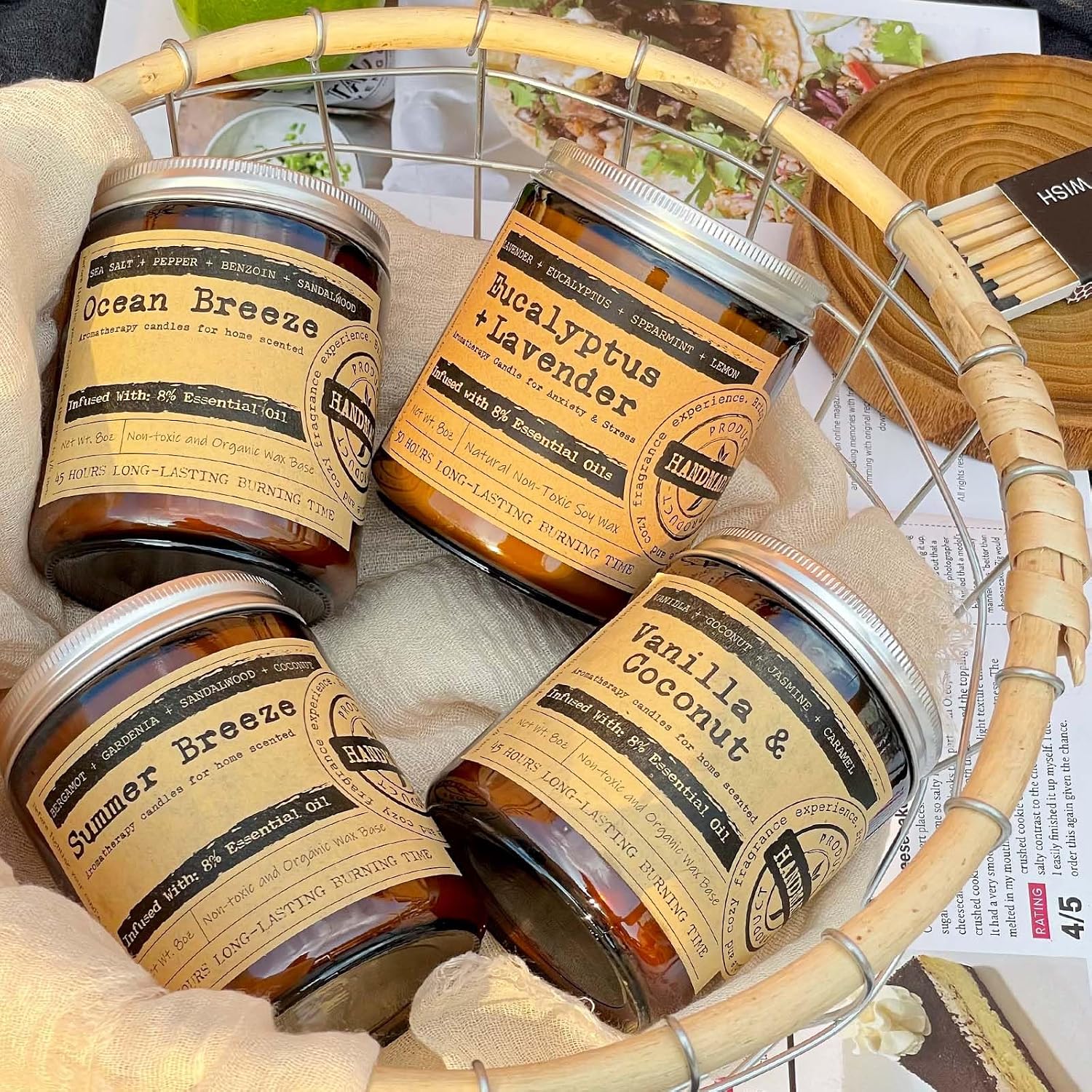 KOTKAS Lavender Eucalyptus Scented Candles - 8oz Natural Scented Soy Candles for Home Non Toxic Aromatherapy Lavender Candles Gifts for Women Bath Relaxing Calming Soothing Relaxation Stress Relief