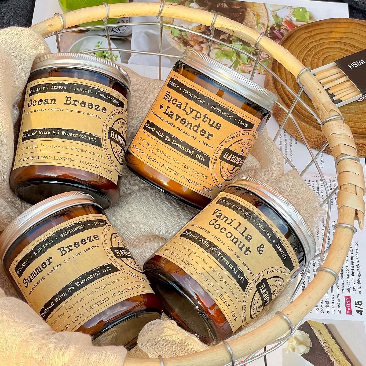 KOTKAS Coconut Vanilla Scented Candles - 8oz Natural Scented Soy Candles Non Toxic Long Lasting Aromatherapy Candles for Home Scented Vanilla Candle Gifts for Women Men Birthday Mothers Day Christmas