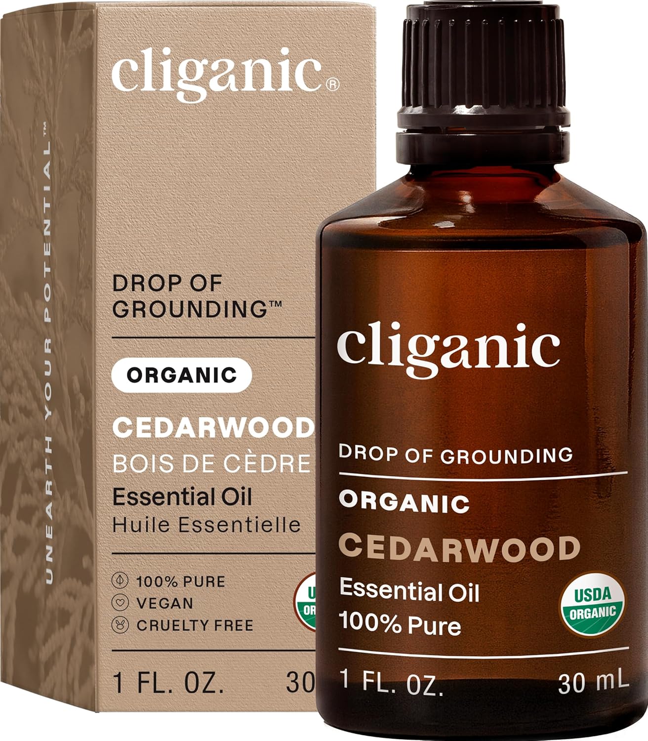 Cliganic Organic Cedarwood Essential Oil - 100% Pure Natural Undiluted, for Aromatherapy Diffuser | Non-GMO Verified