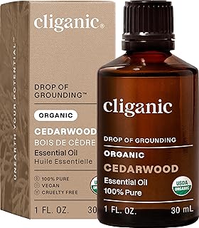 Cliganic Organic Cedarwood Essential Oil - 100% Pure Natural Undiluted, for Aromatherapy Diffuser | Non-GMO Verified