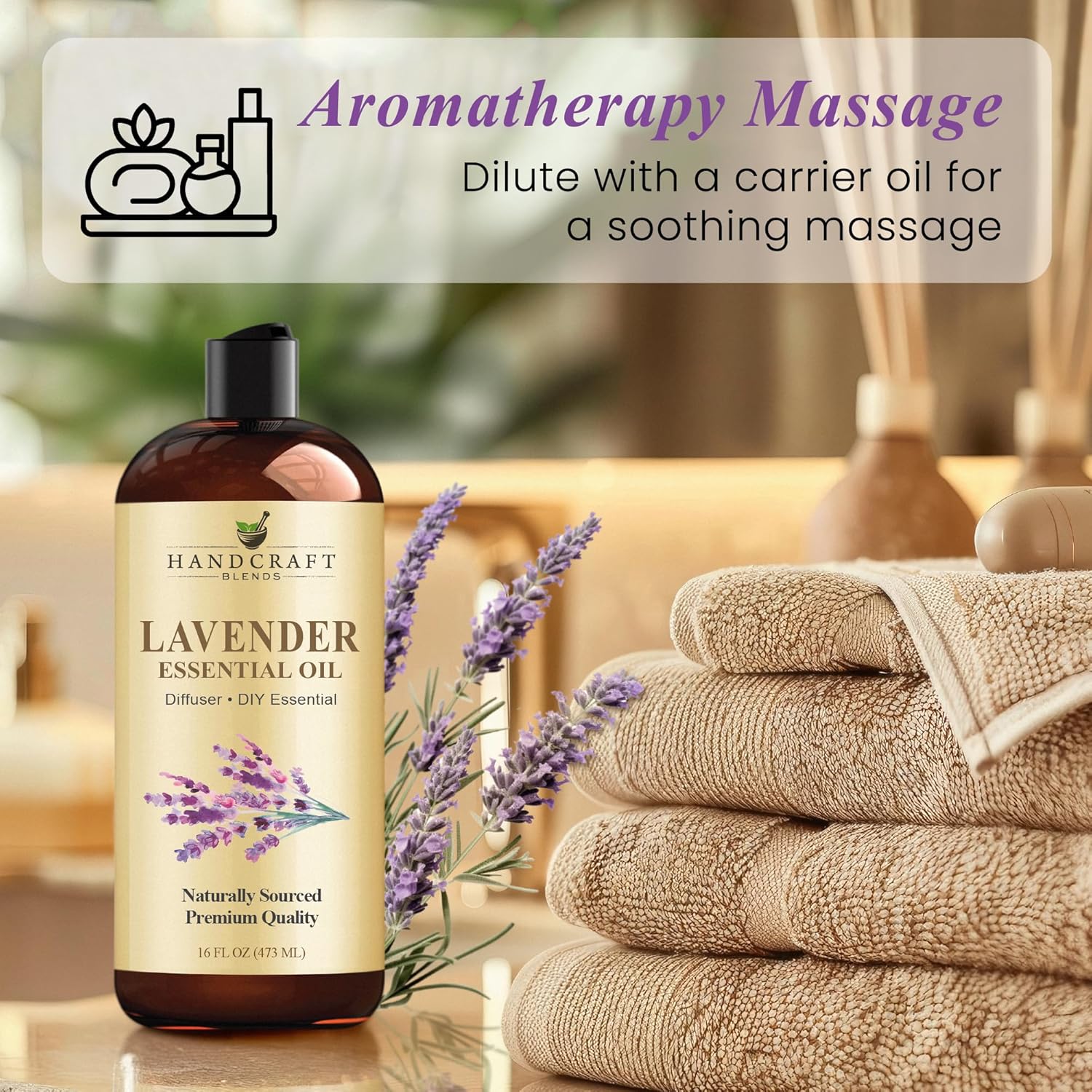 Handcraft Blends Lavender Essential Oil - Huge 16 Fl Oz - for Candle Making, Soap Making, Diffusers, and Aromatherapy
