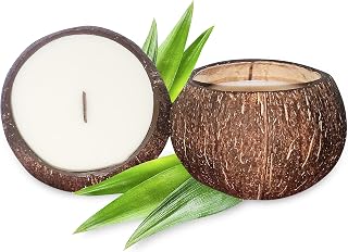 Coconut Bowl Candle – 14oz Premium Soy – Wood Wicked Coconut Scented Candle – Natural Coconut Shell – Eco Friendly – Ideal for Home and Beach Décor – Aromatherapy Candle