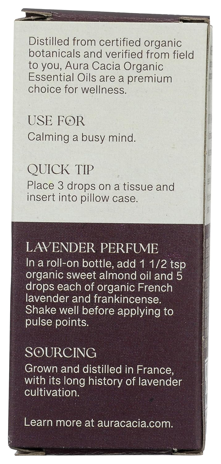 Aura Cacia Organic French Lavender Essential Oil, 0.25 FZ