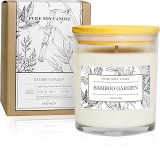 Aronica High End Hostess Gifts for Woman, Bamboo Jasmine Candle, Soy Candles for Home Scented, Non Toxic New Home Candle, Natural Summer Candles
