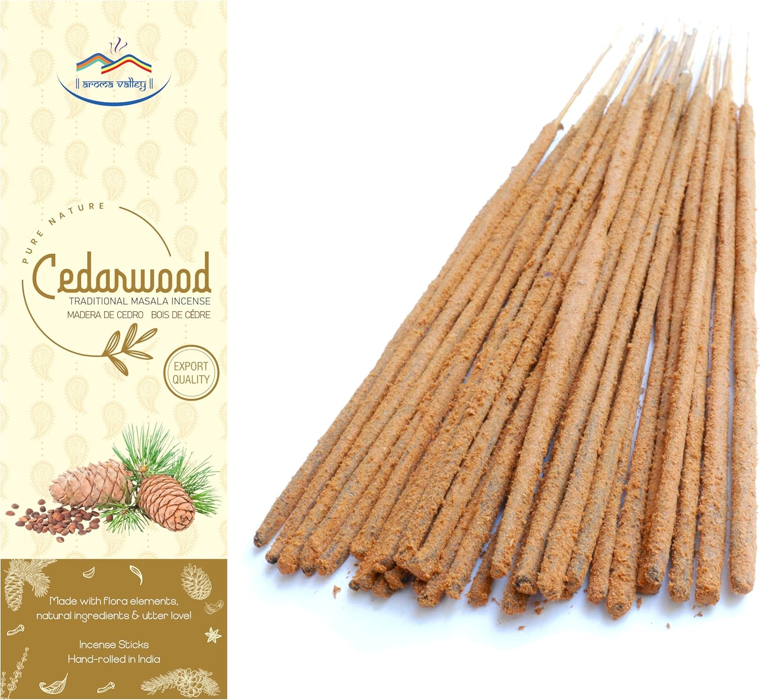 Cedarwood Incense Sticks - Traditional Handcrafted Masala Incense - 40 to 50 Sticks Approx.