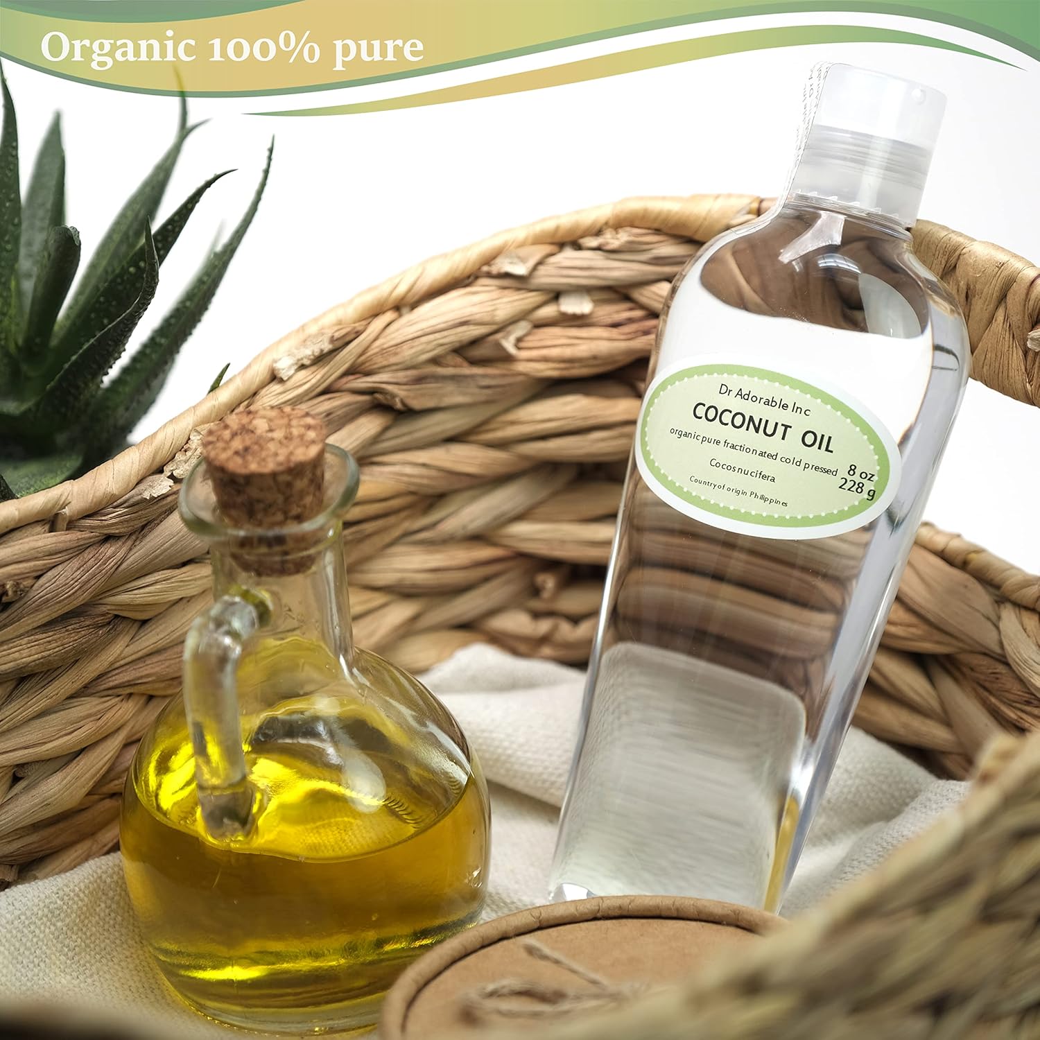 Dr Adorable - 8 oz - Fractionated Coconut Oil - 100% Pure Natural Organic Skin Lip Body & Hair Oil Moisturizer & Softener