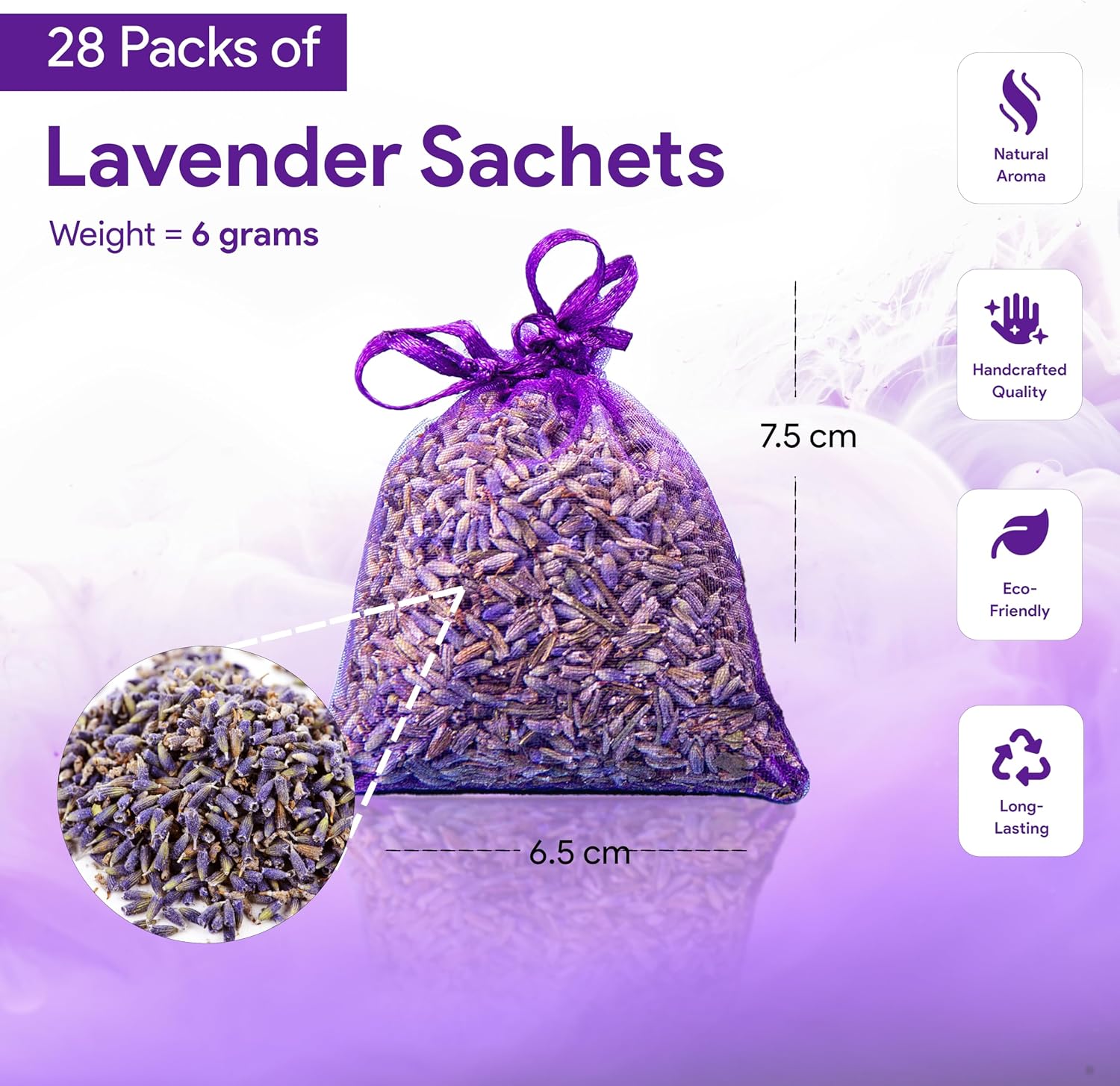 28 Pack Organic Lavender Sachet Bags for Drawers and Closets - Natural Fresh Dried Lavender French Potpourri Bags for Clothes Storage - Scented Sachets for Drawers, Wardrobes, Cars & Home