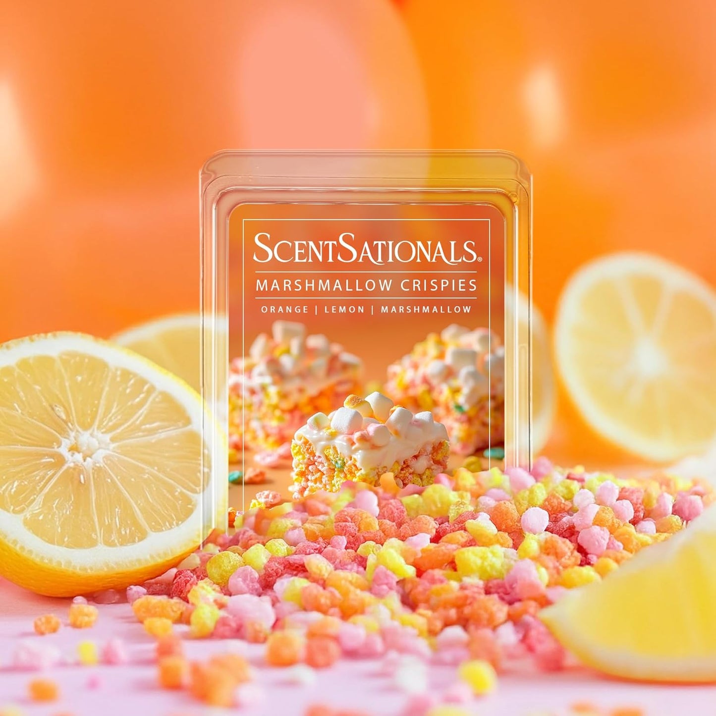 Scentsationals Marshmallow Crispies Scented Wax Melts - Orange, Lemon, & Marshmallows, 10oz (24 Cubes)