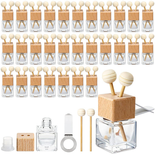 Zubebe 30 Pack Car Air Freshener Diffuser with Vent Clip Empty Car Diffuser Bottles for Essential Oil Perfume Glass Bottle