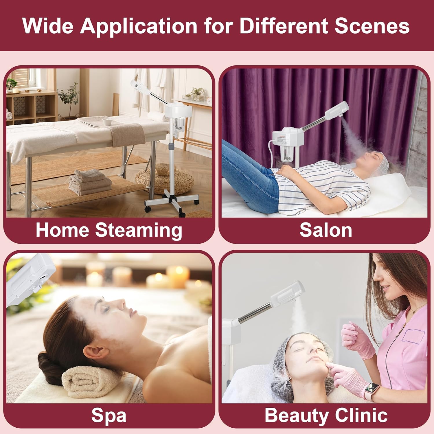 ​Saicool Professional Facial Steamer - Standing Ozone Facial Steamer on Wheels w Hot Mist for Facial Treatment Personal Care for Spa Salon Home Use