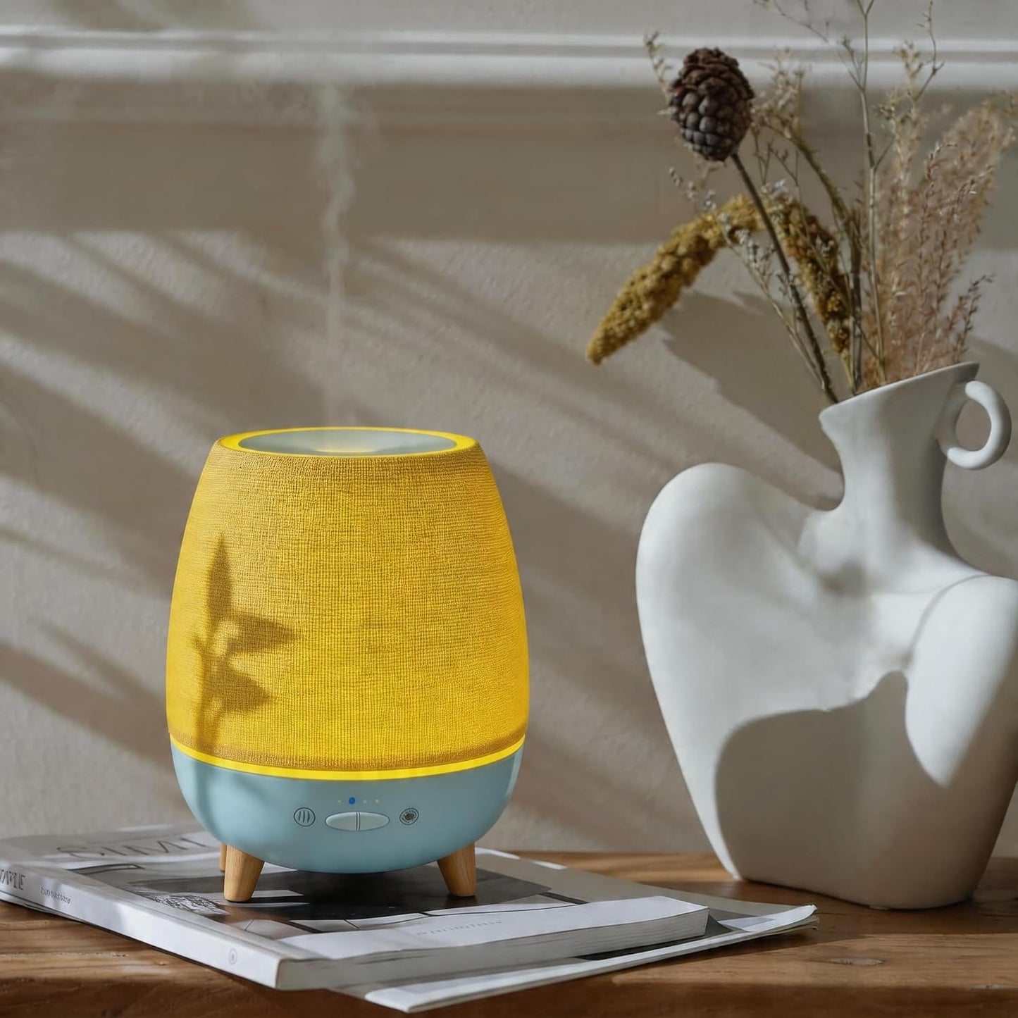 Essential Oil Diffuser 200ml with Fabric Cover and Night Lamp | Ultrasonic Aroma Diffuser | Humidifier w Lights | Room Decor | Small Humidifier for Bedroom,Quiet Diffuser for Hotel spa