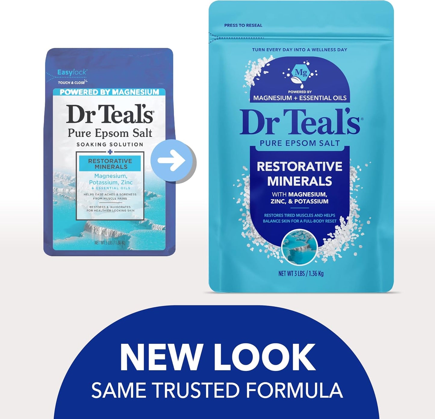 Dr Teal's Epsom Salt Magnesium Soak, Restorative Minerals with Magnesium, Potassium & Zinc, 3 lbs