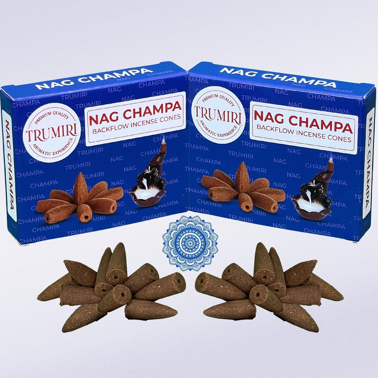 TRUMIRI Nag Champa Backflow Incense Cones - 20 Count (Pack of 2)