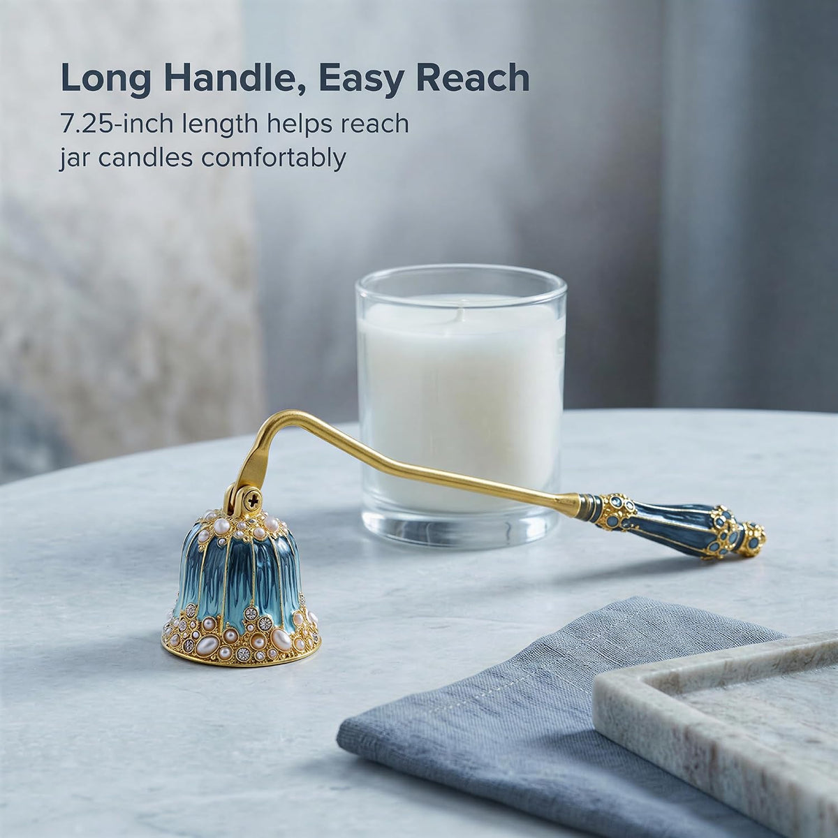 Kingrol Vintage Candle Snuffer, Decorative Candle Extinguisher, Blue Enamel