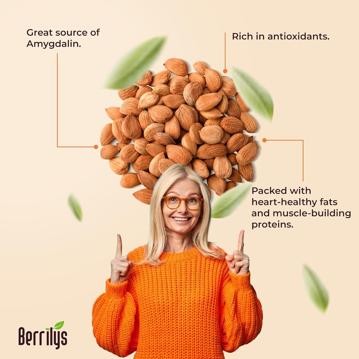 Berrilys Organic Bitter Apricot Kernels - USDA Certified Organic Bitter Apricot Seeds - Natural & Non-GMO, Premium Quality Kernals, No Sulfur or Additives - 10 oz