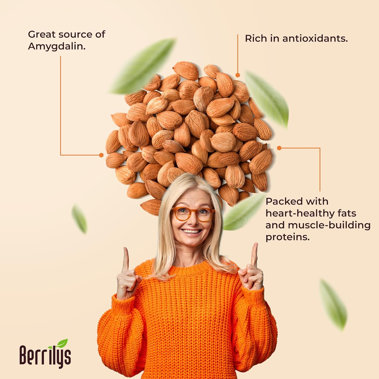 Berrilys Organic Bitter Apricot Kernels - USDA Certified Organic Bitter Apricot Seeds - Natural & Non-GMO, Premium Quality Kernals, No Sulfur or Additives - 10 oz