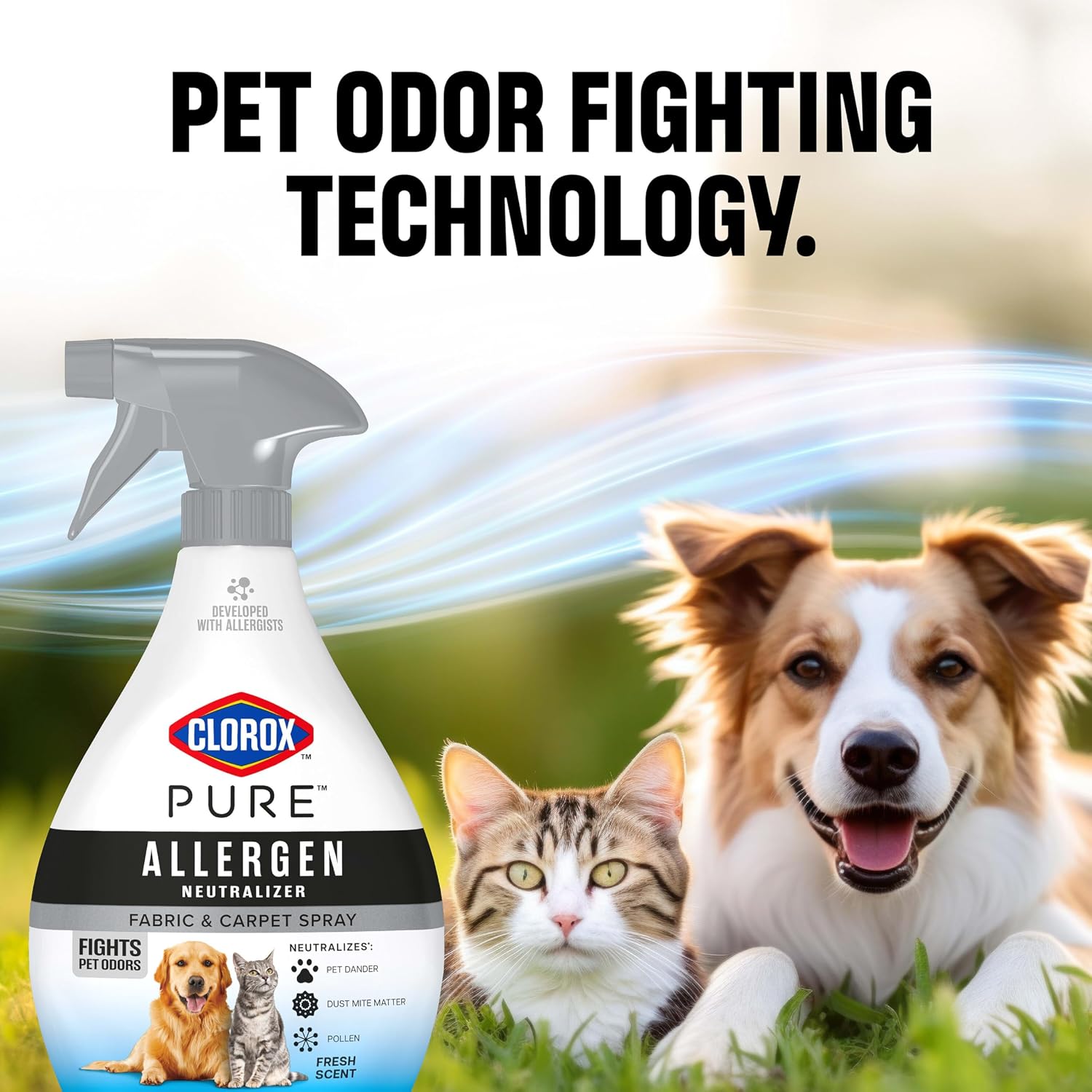 Clorox PURE Allergen Neutralizer Fabric and Carpet Spray, Fights Pet Odors, Fresh Scent, 26 Fl Oz.