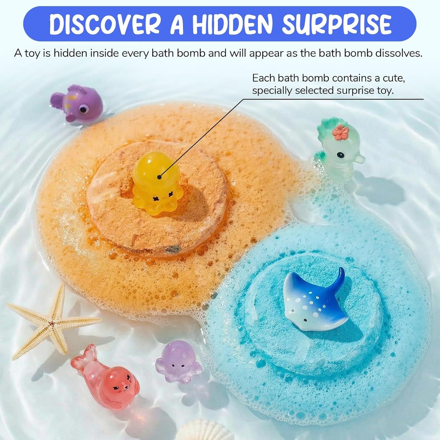 12pcs Bath Bombs for Kids – Bath Bombs with Toys Inside, Fun, Educational, and Child-Safe Natural Bath Bombs with Toys, Great Gift for Kids’ Birthdays & Christmas